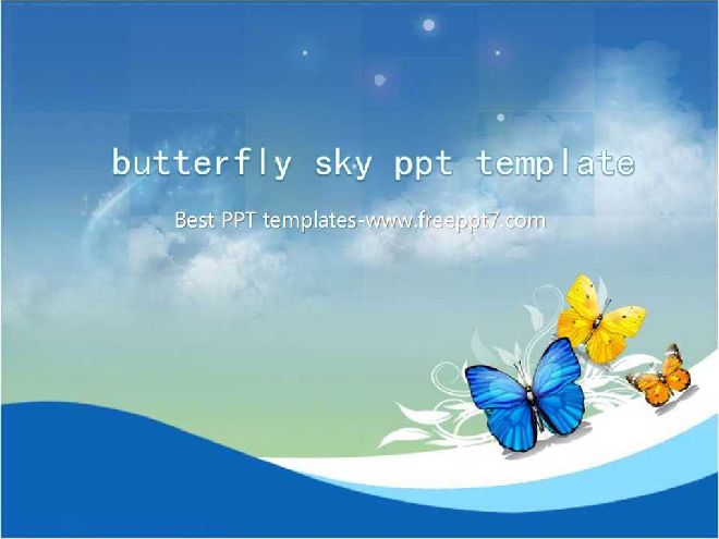 <b>Butterfly sky PPT template</b>