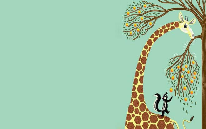 Lovely cartoon giraffe PPT backgrounds & Google Slides