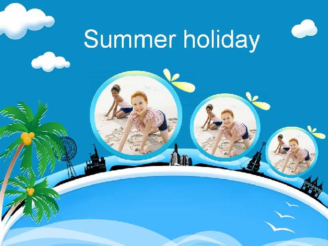 Seaside vacation travel theme PPT template
