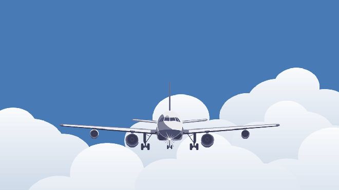 Passenger plane taking off backgrounds(high quality) & Google Slides