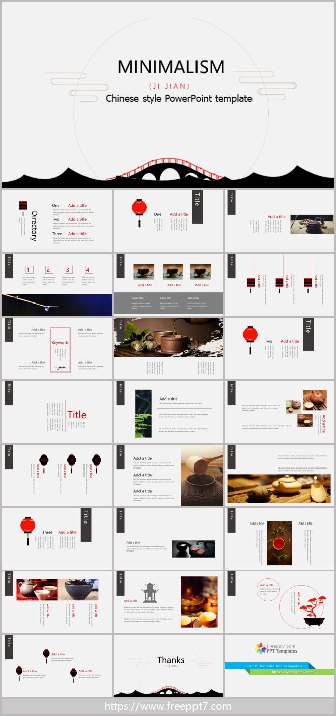 Minimalist Chinese Style PowerPoint Templates_Google Slides theme Pertaining To Presentation Zen Powerpoint Templates