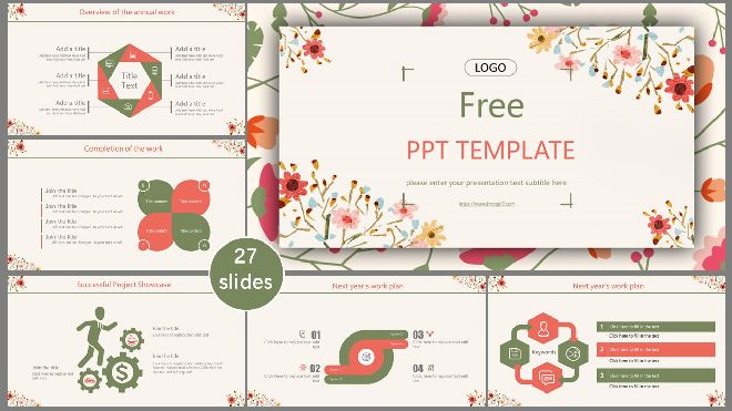 <b>Fresh watercolor work summary PPT templates</b>