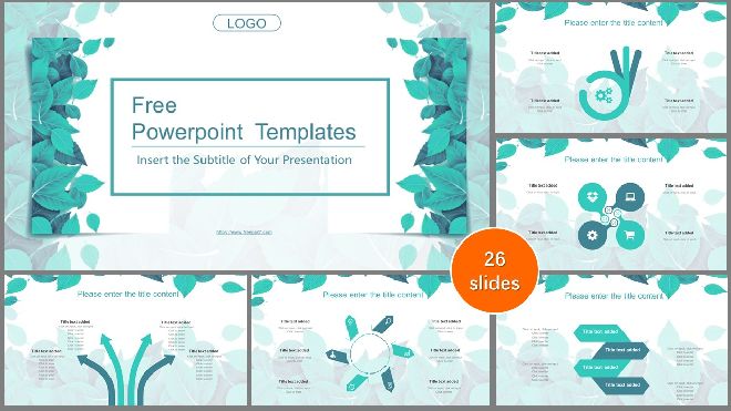 Fresh green leaf PowerPoint Templates