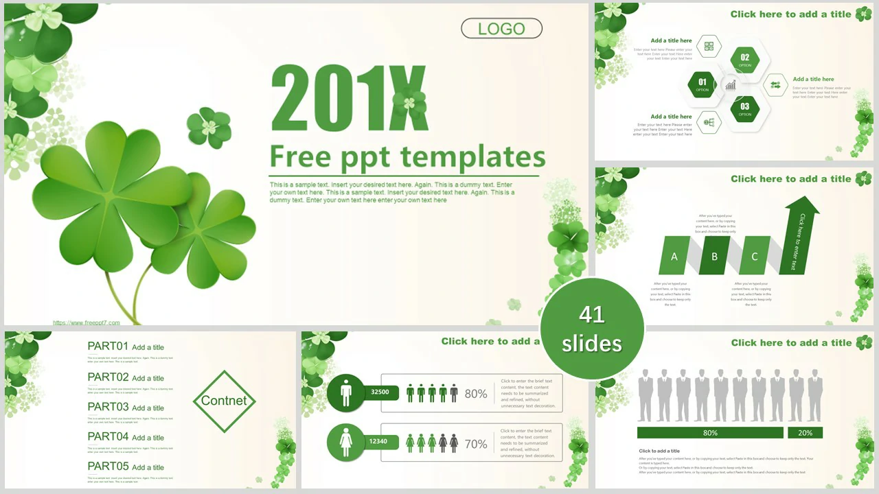 <b>Lucky Four Leaf Grass PowerPoint Templates</b>