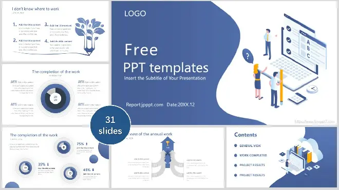 <b>Blue year-end summary PowerPoint Templates</b>