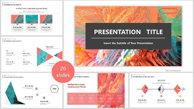 Color oil painting style PowerPoint Templates