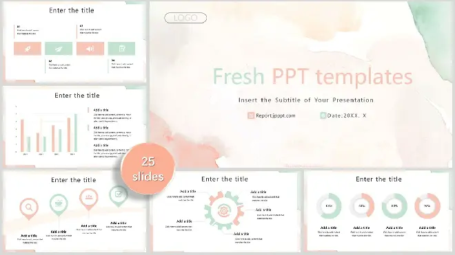 <b>Fresh Watercolor smudge business PPT Templates</b>