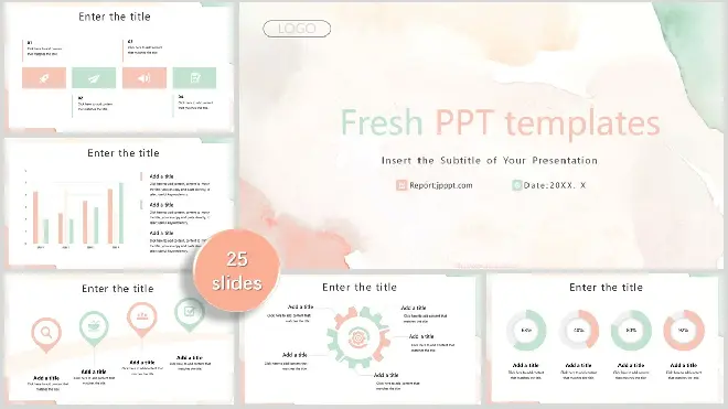 Fresh Watercolor smudge business PPT Templates