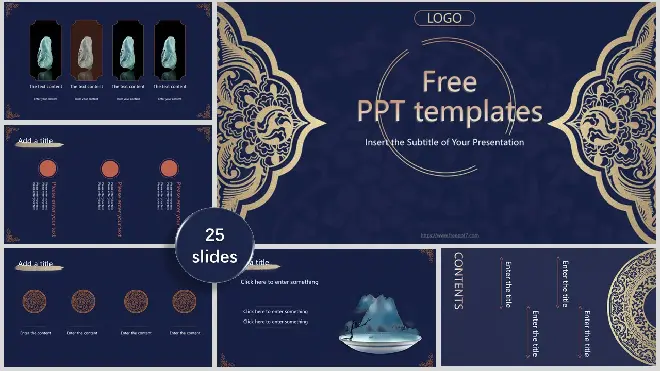 Chinese blue and white PowerPoint templates