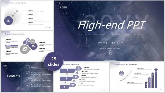 Blue Purple Work Report PowerPoint Templates