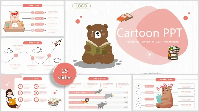 Cartoon Bear reading PowerPoint templates