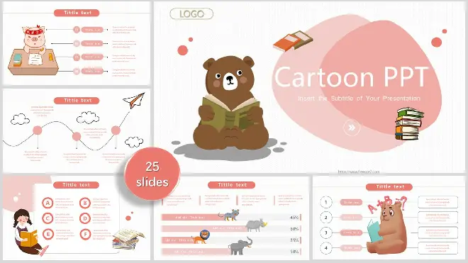 Cartoon Bear reading PowerPoint t