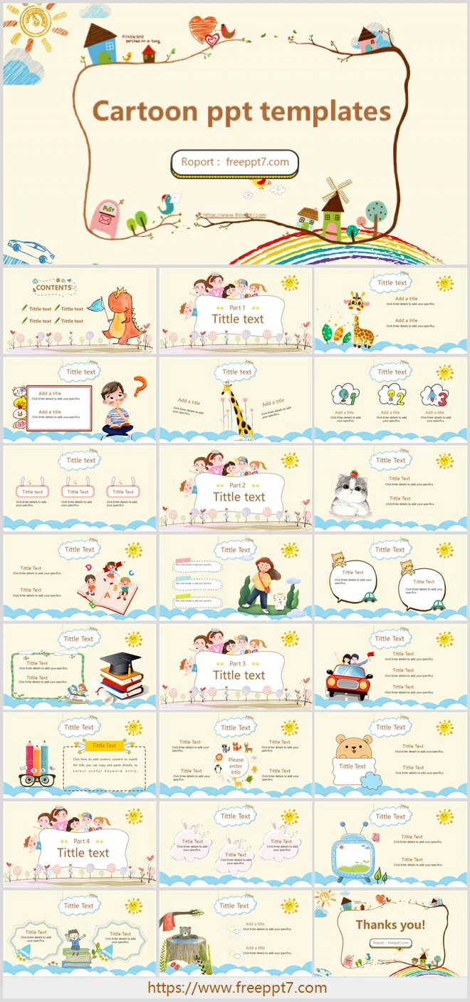 Cute Cartoon Education PowerPoint Templates & Google Slides