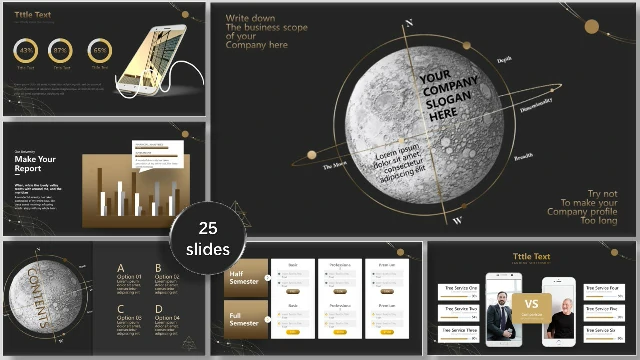 <b>Black gold style business PowerPoint templates</b>