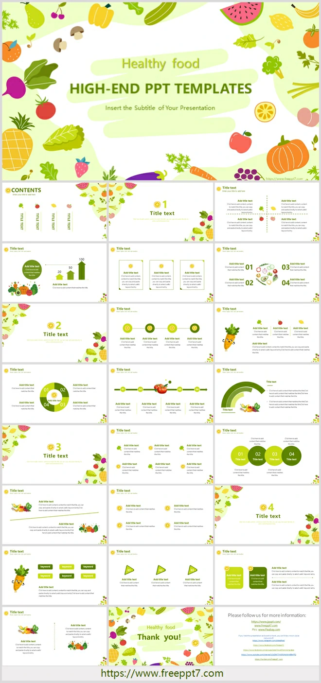 Cartoon fruits and vegetables PowerPoint templates & Google Slides