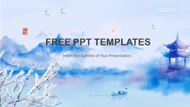 <b>Blue ink Chinese style powerpoint templates</b>