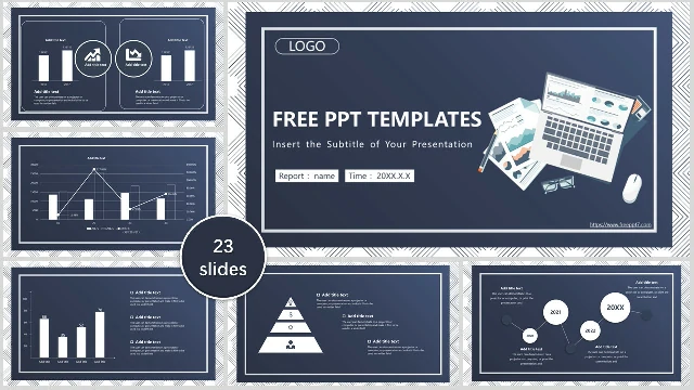 Blue Multi Chart Business PowerPoint Templates