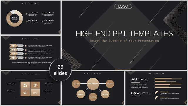Exquisite Black Gold Business PowerPoint Templates