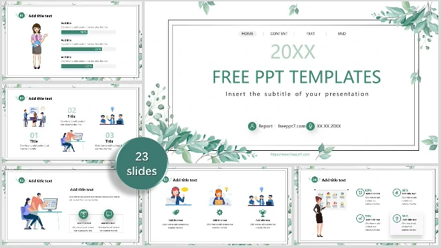 Pretty Leaf Business PowerPoint Templates