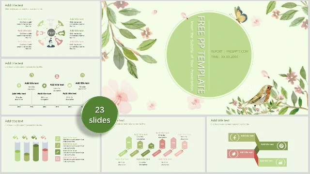 Fresh Flowers and Birds Business PowerPoint Templates