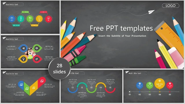 Stationery and Chalkboard Background PowerPoint Templates