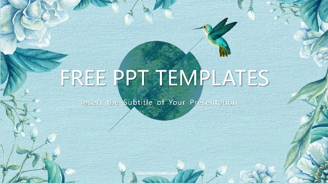 Watercolor Flowers and Birds Background PowerPoint Templa