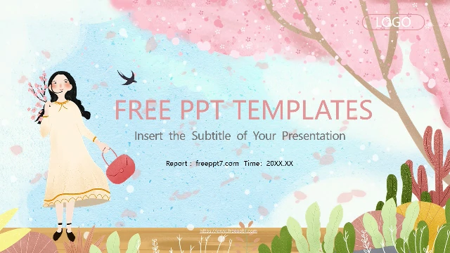 Sakura Girl Business PowerPoint Templates