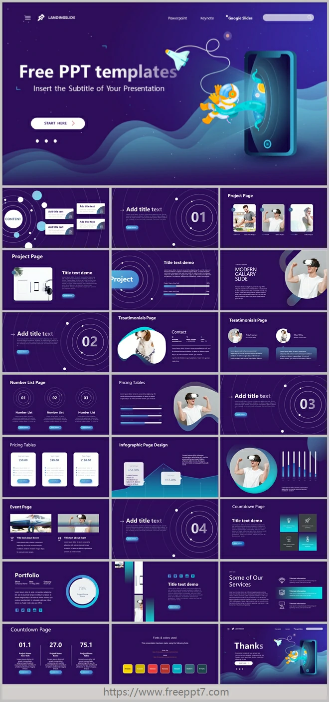 Blue space technology style PowerPoint templates