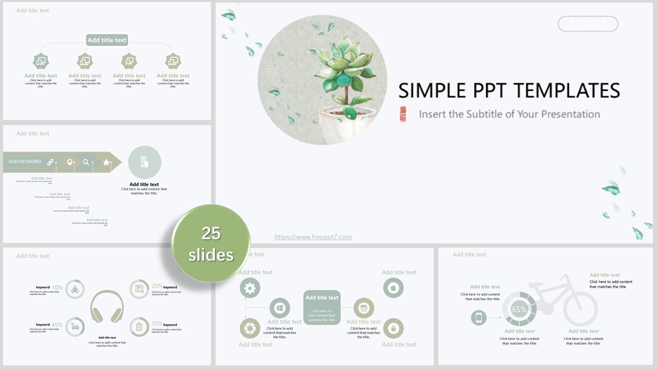 Succulents Background Business PowerPoint Templates