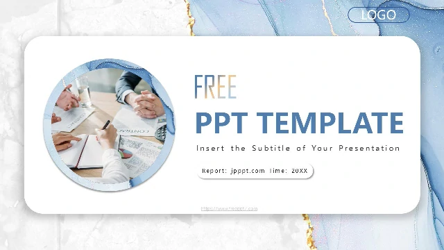 <b>Blue Watercolor Gilt Style Business PowerPoint Templates</b>