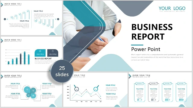 Green Rounded Corners Business PowerPoint Templates