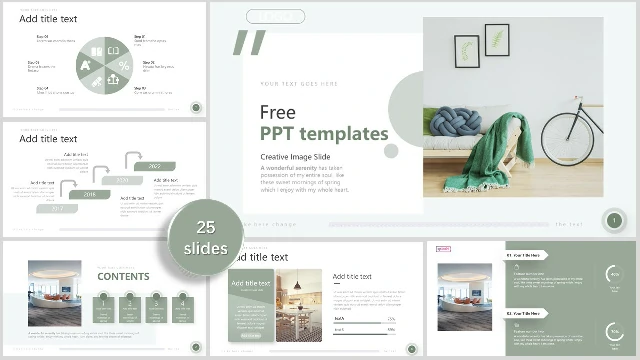 Green Fresh Interior Design PowerPoint Templates