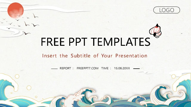 <b>Wave Red Sun Chinese Style Business PowerPoint Templates</b>