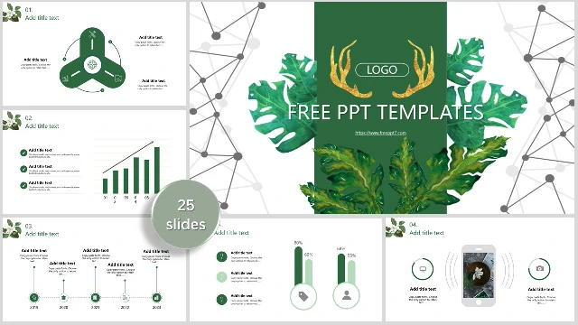 Fresh Green Leaves Business PowerPoint Templates