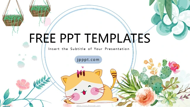 Cute Cartoon Cat PowerPoint Templ