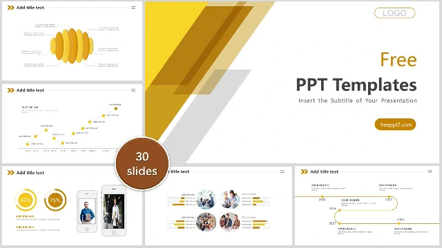 Yellow Slash Background Business PowerPoint Templates