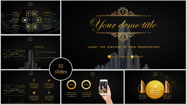 <b>Black Gold Style Real Estate Business PowerPoint Templates</b>