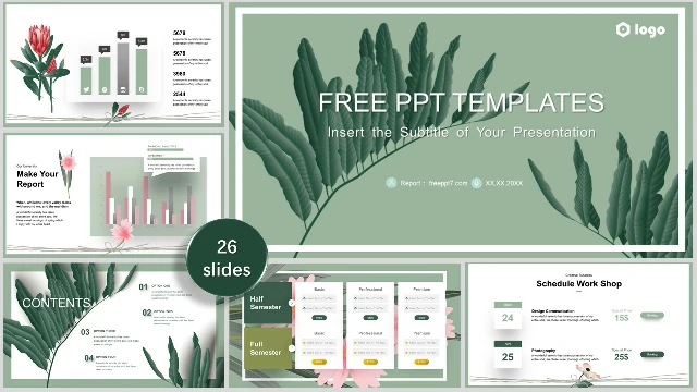 <b>Fresh Plant Leaves Business PowerPoint Templates</b>