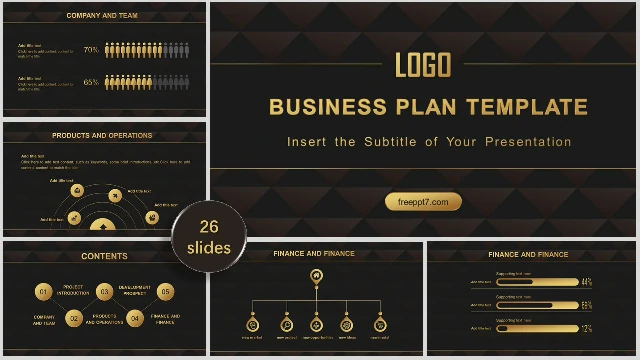<b>Black Gold Style Business Plan PowerPoint Templates</b>