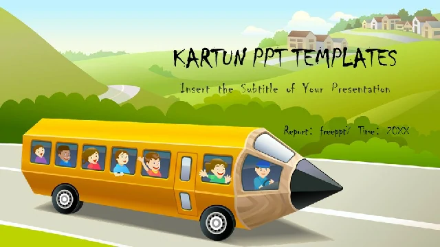 <b>Cartoon Bus Background PowerPoint Templates</b>