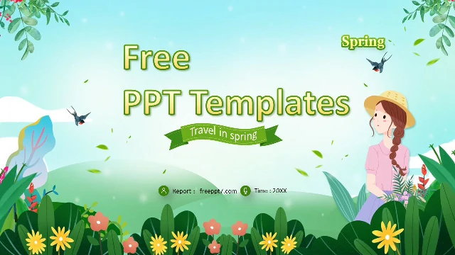 Fresh illustration style Spring PowerPoint templates