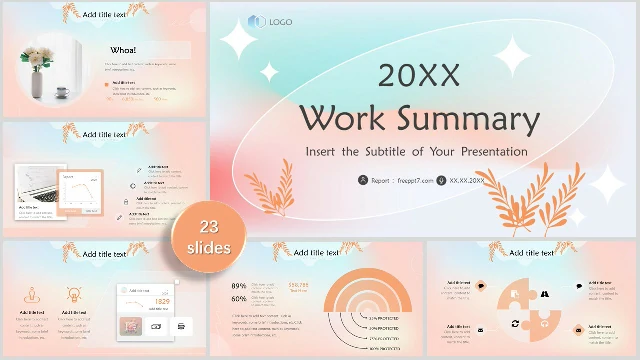 IOS Style Work Summary PowerPoint Templates