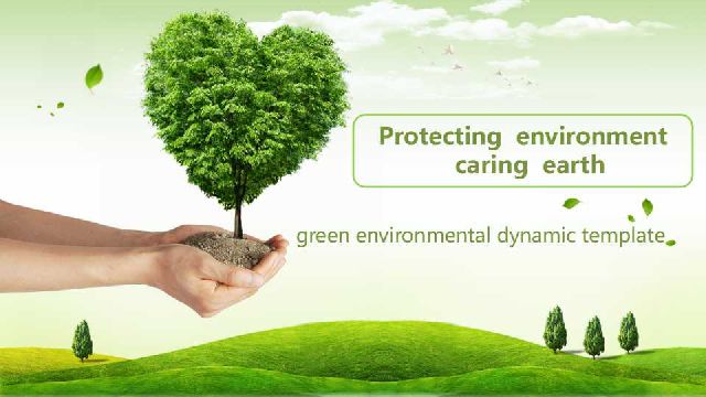 <b>Green environmental dynamic PPT template</b>