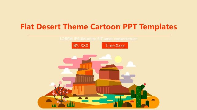 Flat Desert Theme Cartoon PPT Templates