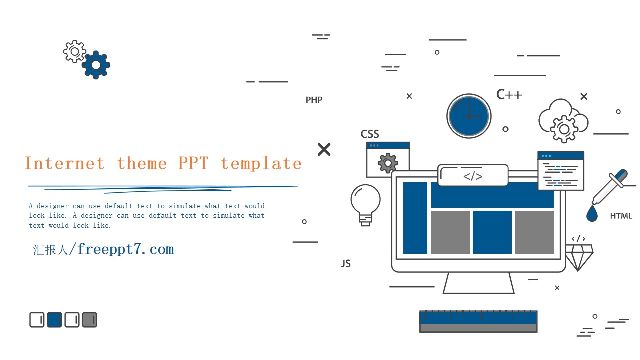 <b>Hand-painted style Internet theme PPT template</b>