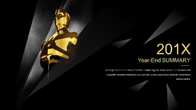 <b>Black Gold Series Year-End Summary PPT Template</b>