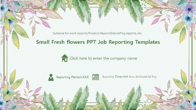 Small Fresh flowers PPT Job Reporting Templates