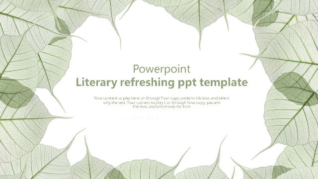 Green Leaf Background PPT Template for Work plan