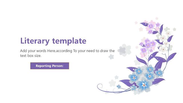 <b>Fresh Literary Style PPT Template for work plan</b>