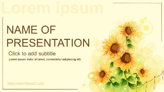 Watercolor Sunflower PowerPoint Template